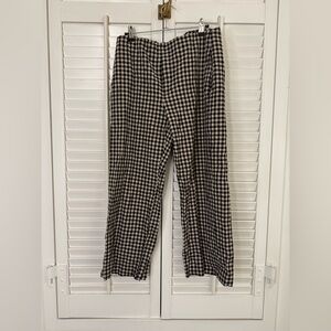 GAP Black and Natural Gingham Checked cropped linen pants size 10